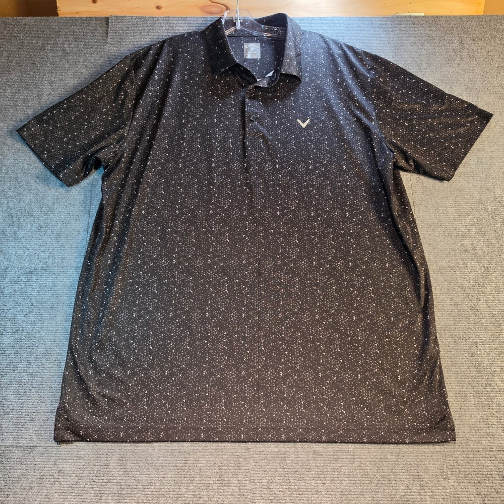 Callaway Polo Shirt Mens XL Black Good Opti-Dri Geometric Chevron Golf Tee